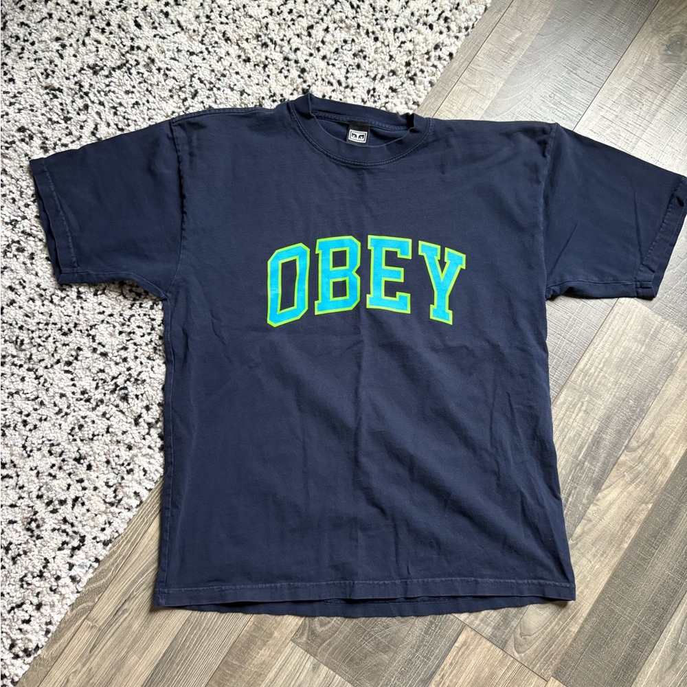 Obey Dark Blue T-Shirt with Logo